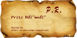 Pritz Rómeó névjegykártya